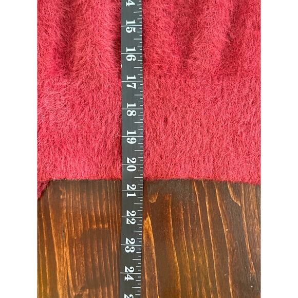 90s Y2K Bebe Fuzzy Sweater M Burgundy Rhinestone Spell-out Going Out Top - Picture 13 of 14